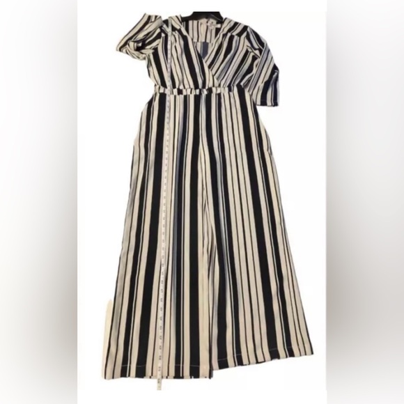 Free Generation Los Ángeles Women’s Striped Wrap Top Wide Leg Jumpsuit Size L - Picture 12 of 15